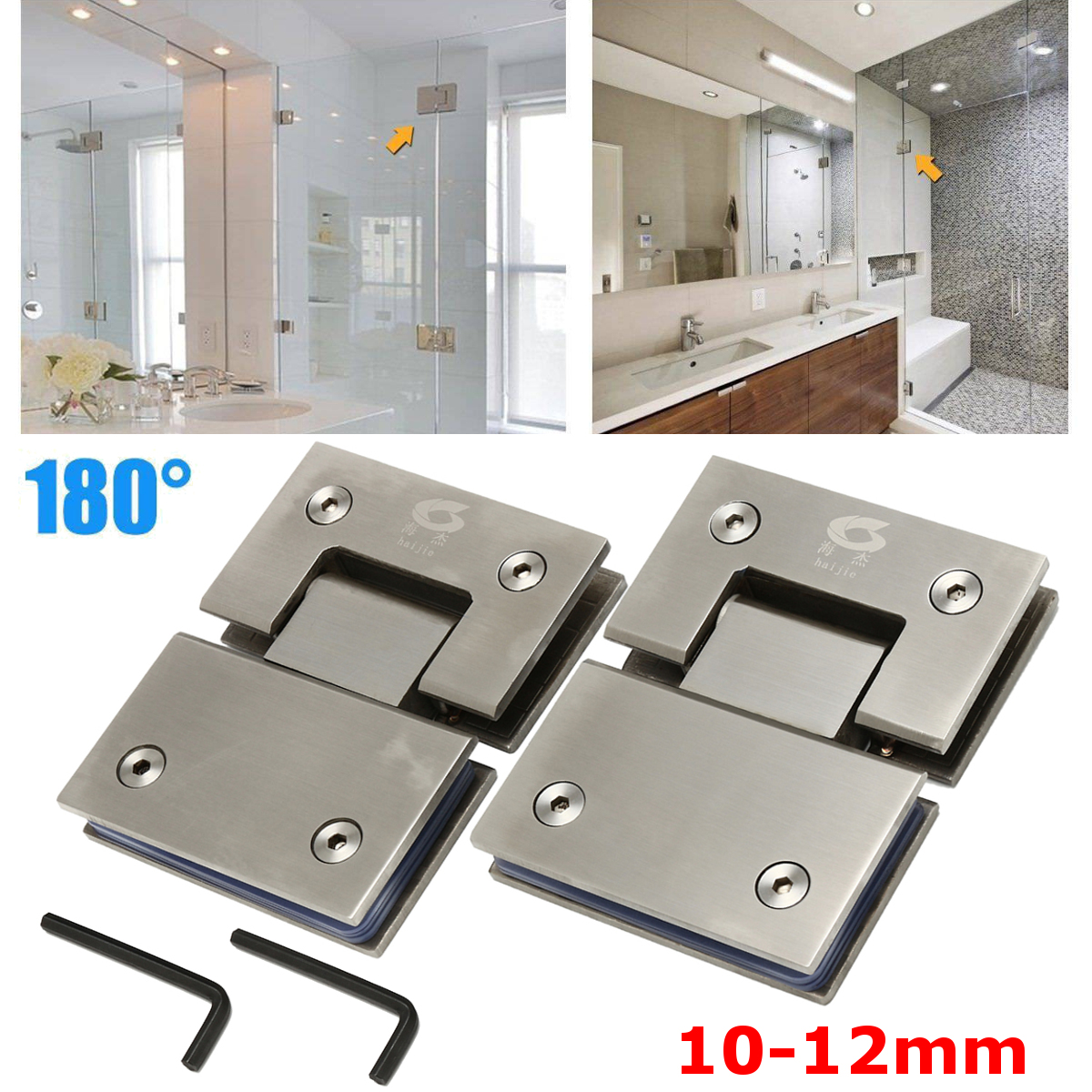Details About A Pair Stainless Steel 180 Frameless Glass To Shower Door Hinge Bracket