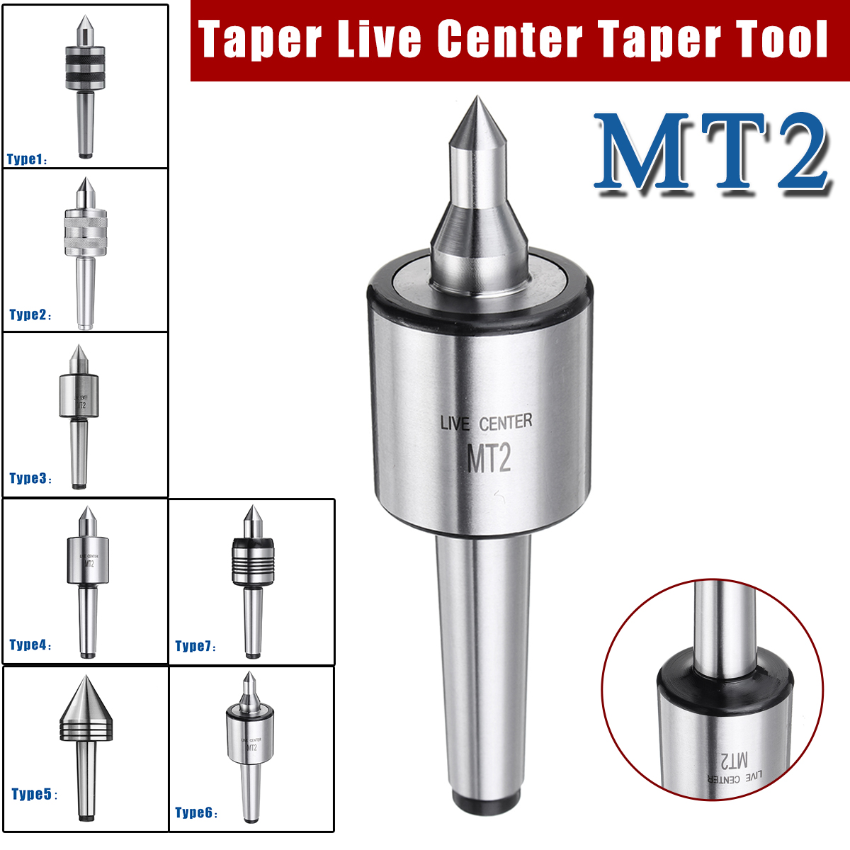 MT2 Live Center Set Morse 45 Steel High Precision Woodworking For Wood Lathes Q