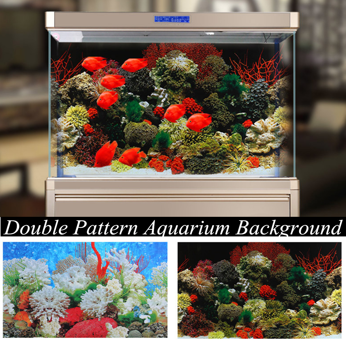 Details about Double Sided Aquarium Background Poster Fish Tank Coral Picture Decoration