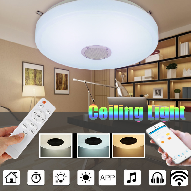 48w Dimmable Led Ceiling Light Fixture Flush Mount Bluetooth Music