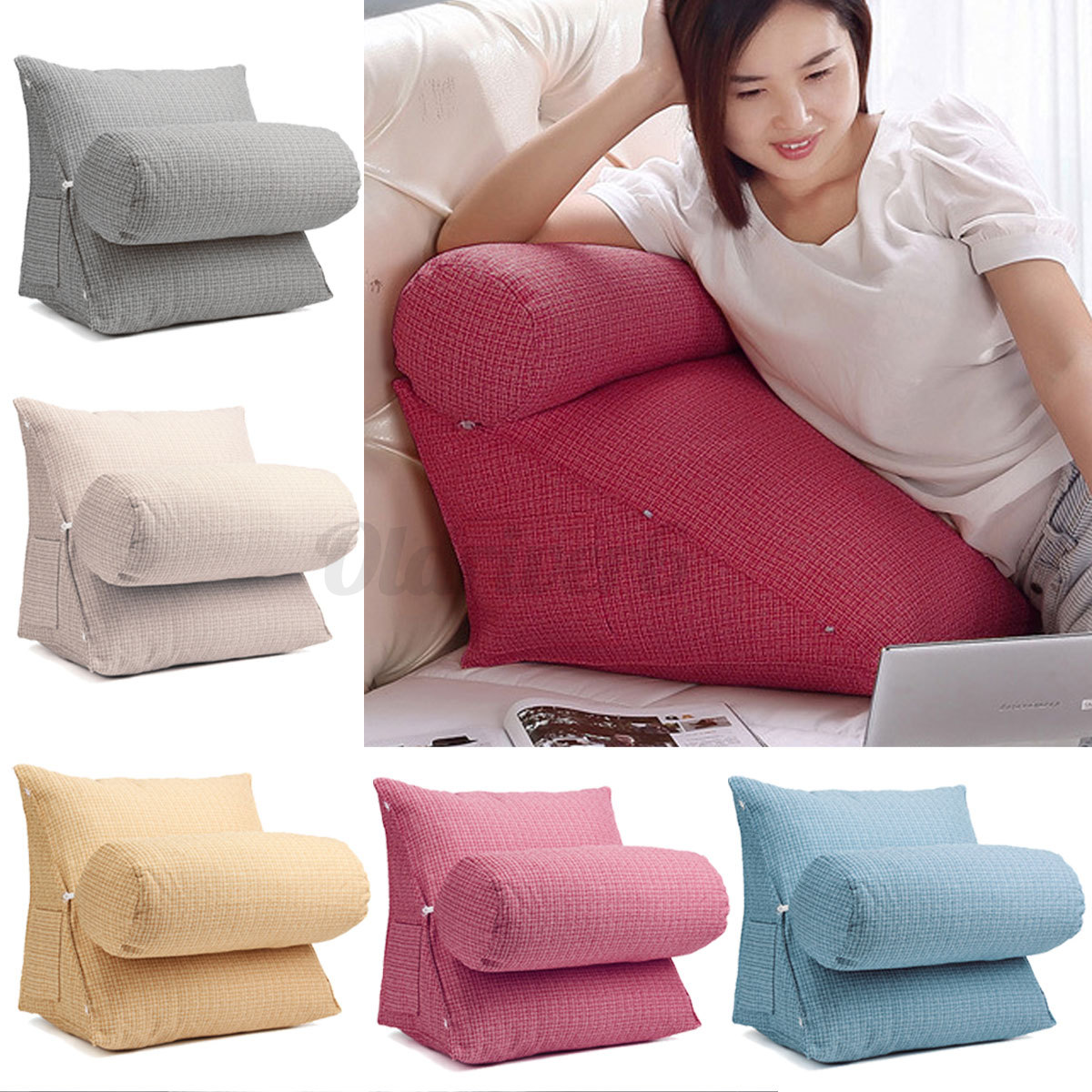Details About Adjustable Back Wedge Sofa Office Chair Seat Cushion Pillow Rest Neck Support