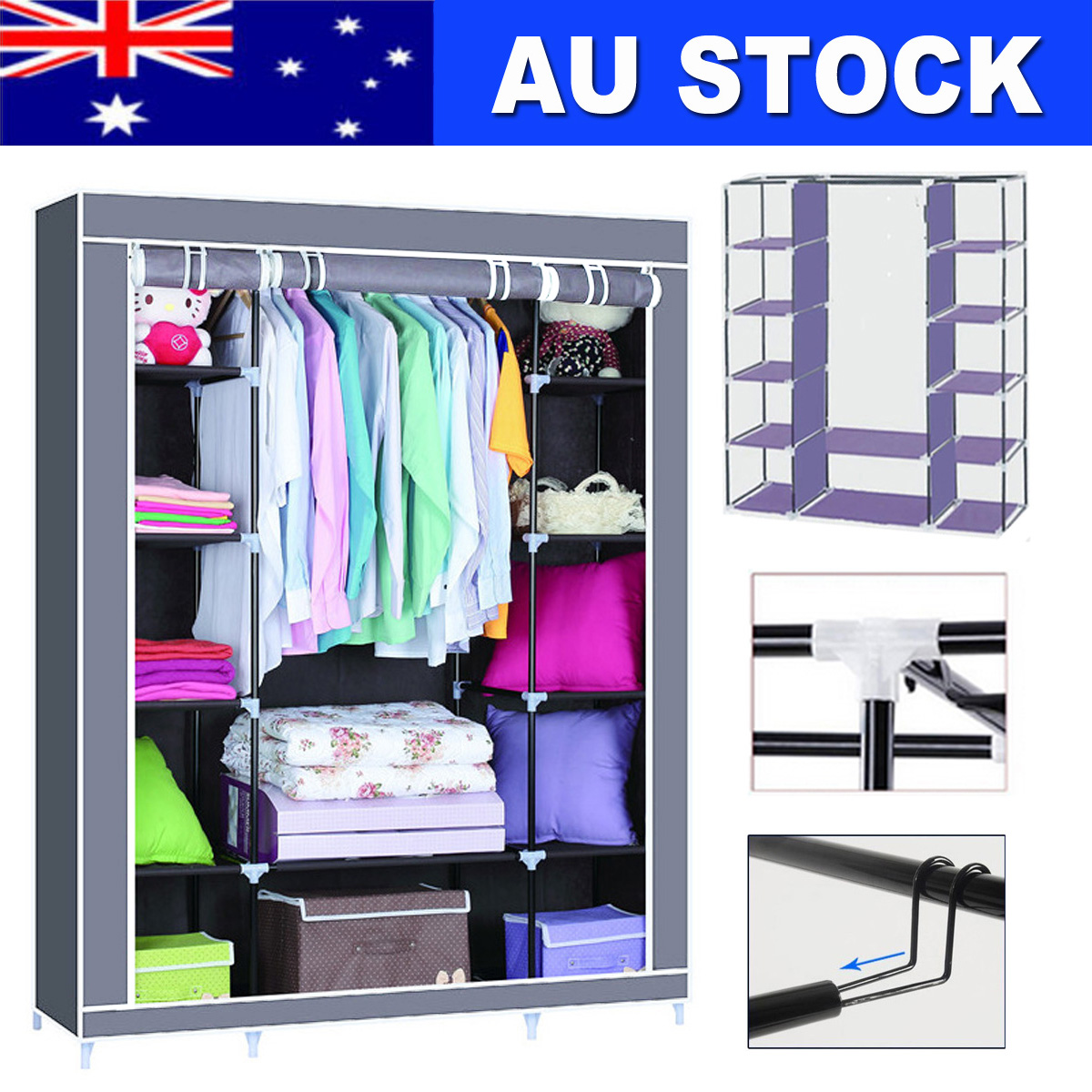 Portable 3 Style Large Clothes Closet Canvas Wardrobe Storage Image Is Loading Portable 3 Style Large Clothes Closet Canvas Wardrobe
