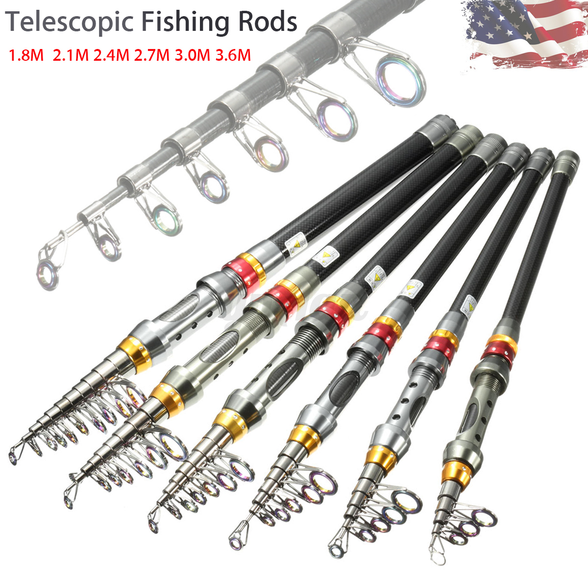 Portable Carbon Fiber Ultralight Travel Telescopic Fishing Rod Sea Spinning Pole