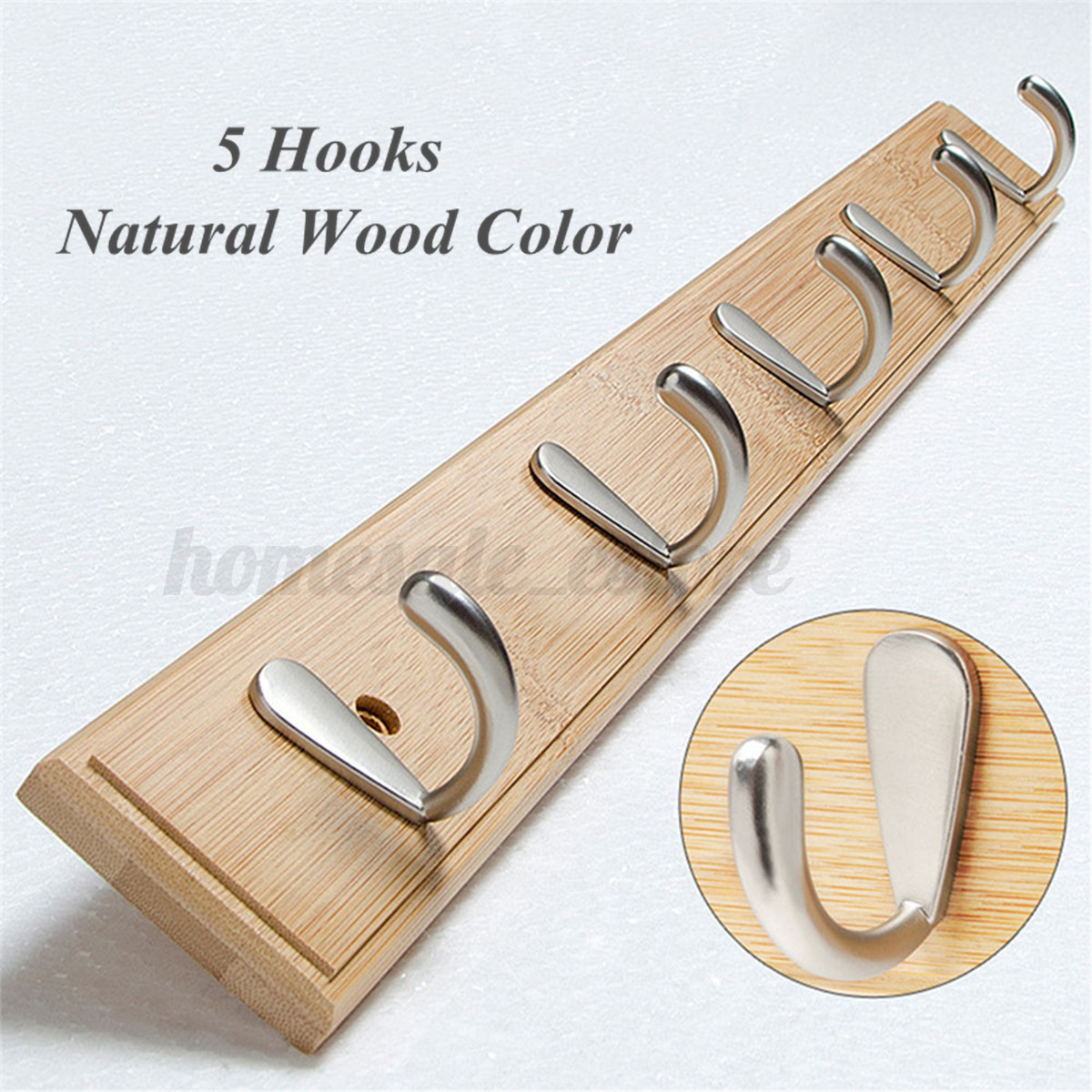 4 5 Metal Hook Wall Mount Bamboo Hanging Coat Rack Hanger 4 5 Metal Hook Wall Mount Bamboo Hanging