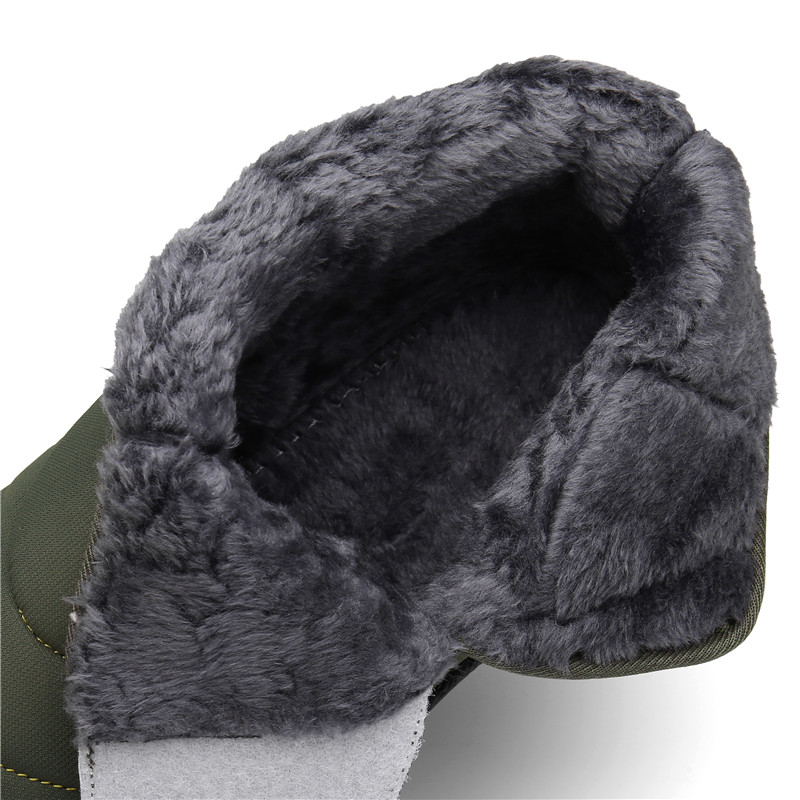 men plush lining waterproof hook loop snow boots