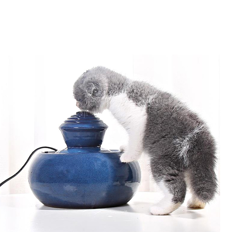 1 3l Pet Ceramic Flowing Fountain Auto Water Drinker Feeder Dog