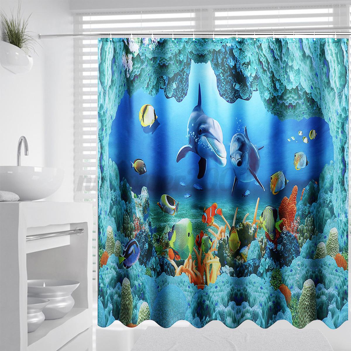 180x180cm Blue Ocean Dolphin Deep Sea Bathroom Shower Curtain 180x180cm Blue Ocean Dolphin Deep Sea Bathroom Shower