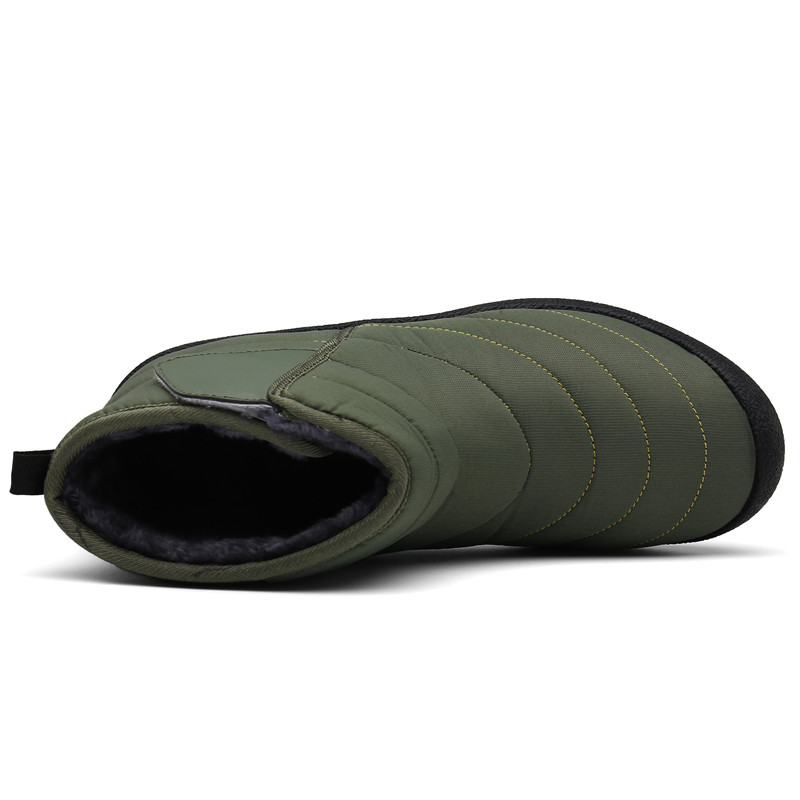 men plush lining waterproof hook loop snow boots