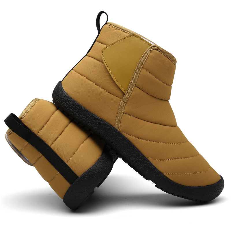 men plush lining waterproof hook loop snow boots