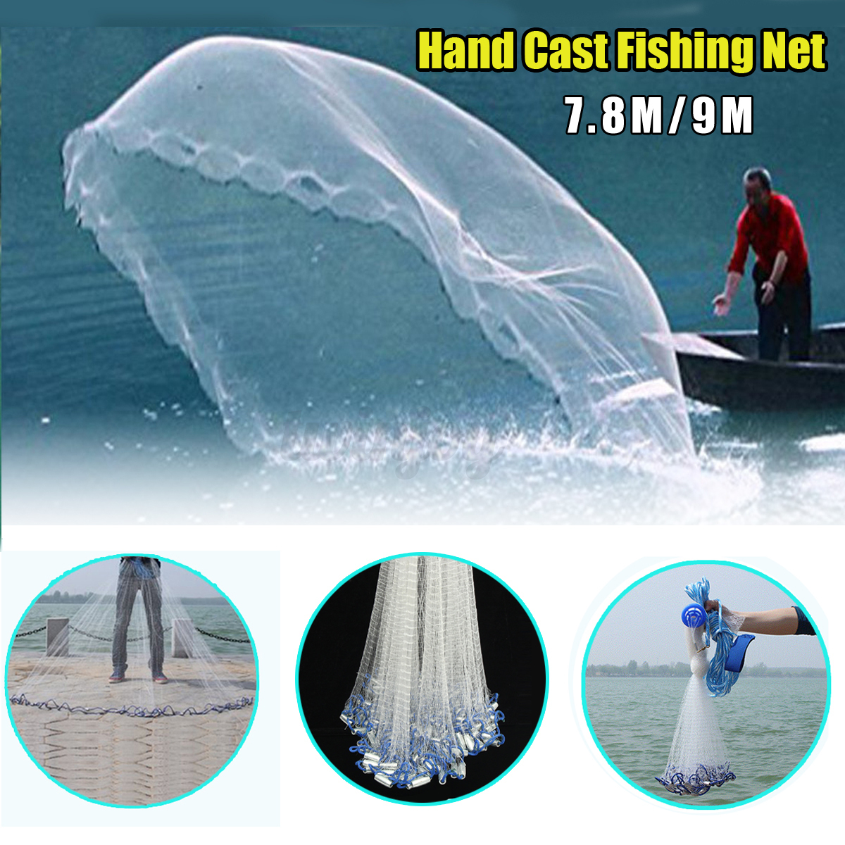 Sandeel//Minnow Seine Net size choice 60 to 120 FT x 8FT/' Fishing Bait 1//4/",5//8/"