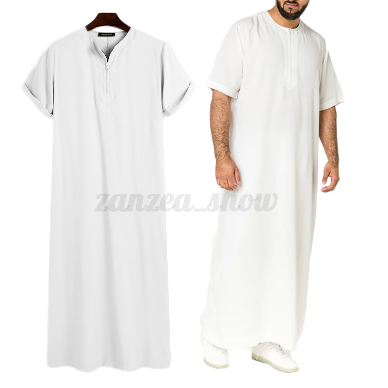 Mens Muslim Clothing Saudi Jubba Arab Kaftan Islamic Abaya Thobe Long Dress Robe - Picture 13 of 15