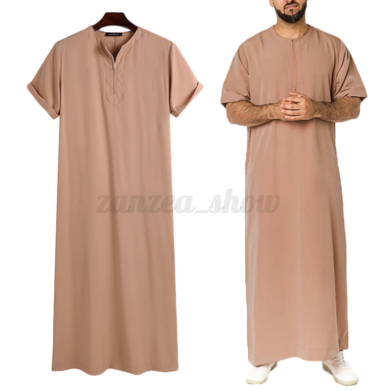 Mens Muslim Clothing Saudi Jubba Arab Kaftan Islamic Abaya Thobe Long Dress Robe - Picture 15 of 15