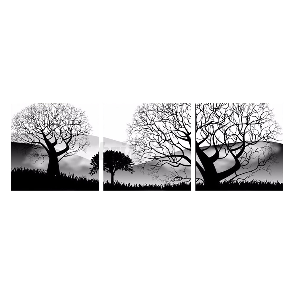 3pcs black white tree landscape oil painting canvas art print wall