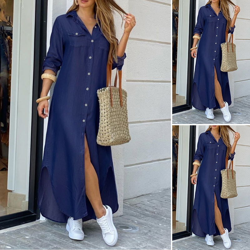 denim maxi shirt dress uk