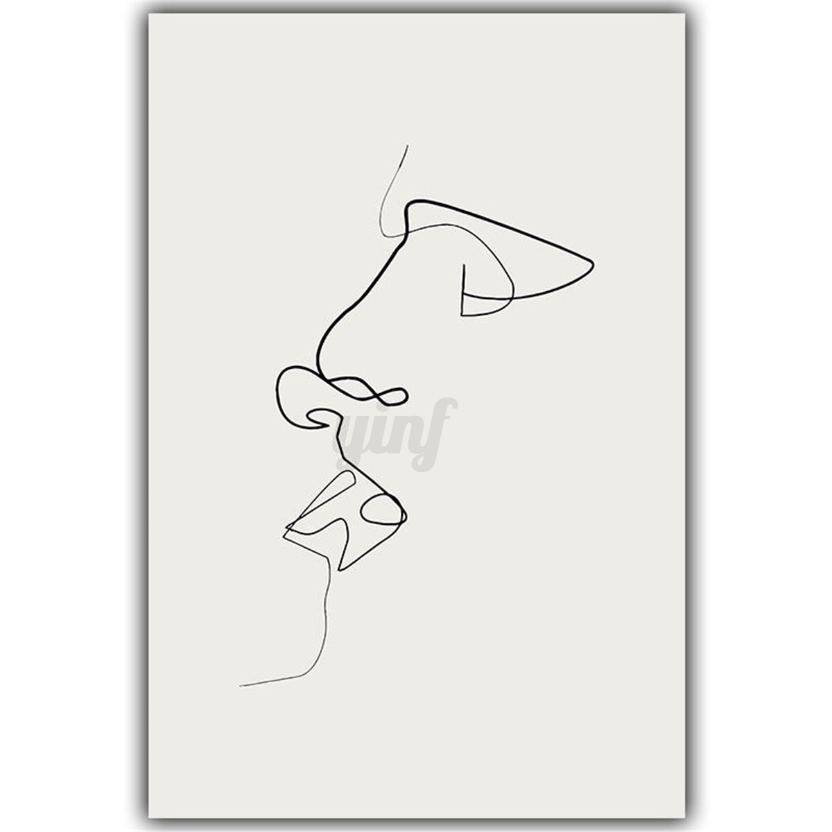 Simple Line Art Abstract : Abstract loving kiss canvas print painting simple line