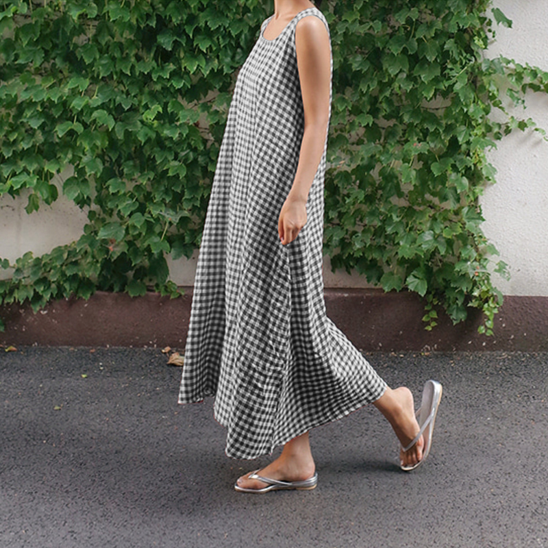 ZANZEA Women Summer Sleeveless Maxi Sundress Cocktail Party Beach A