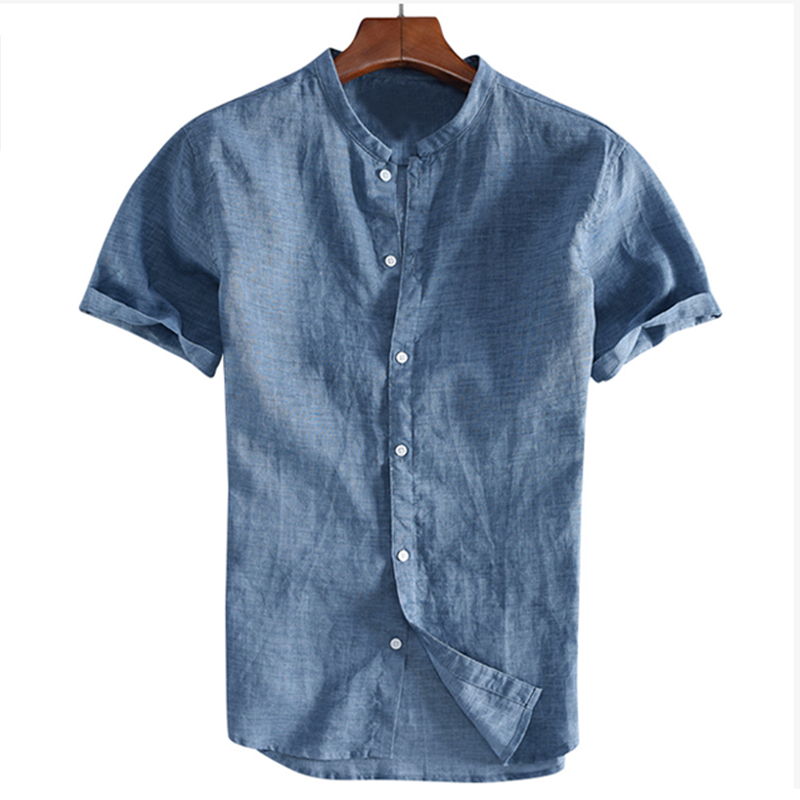 Loose Soft Casual Collarless Shirt 