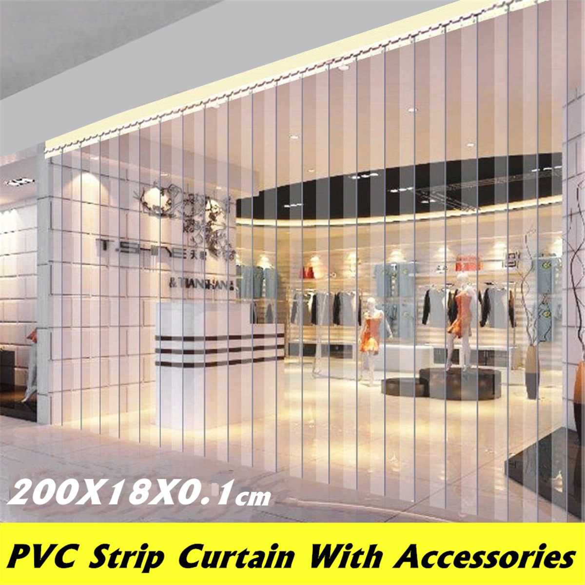 200 18 0 1cm Pvc Plastic Strip Curtain Freezer Room Door Strip Kit