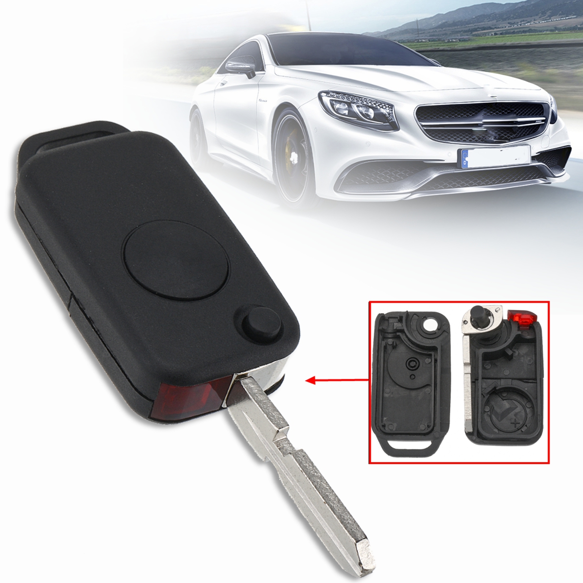 Flip Remote Key Shell fit for MERCEDES BENZ 3 Button Switchblade Fob ML S C
