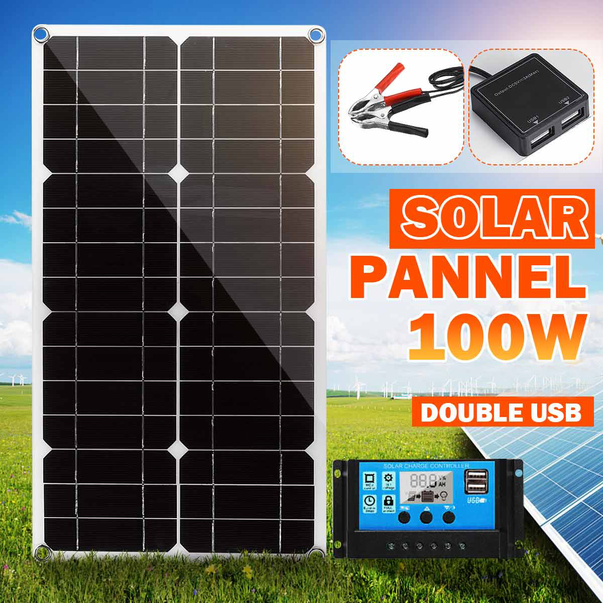 100W 200W Flexible Solar Panel 10A//20A regulation battery charge for 12V//24V Kit