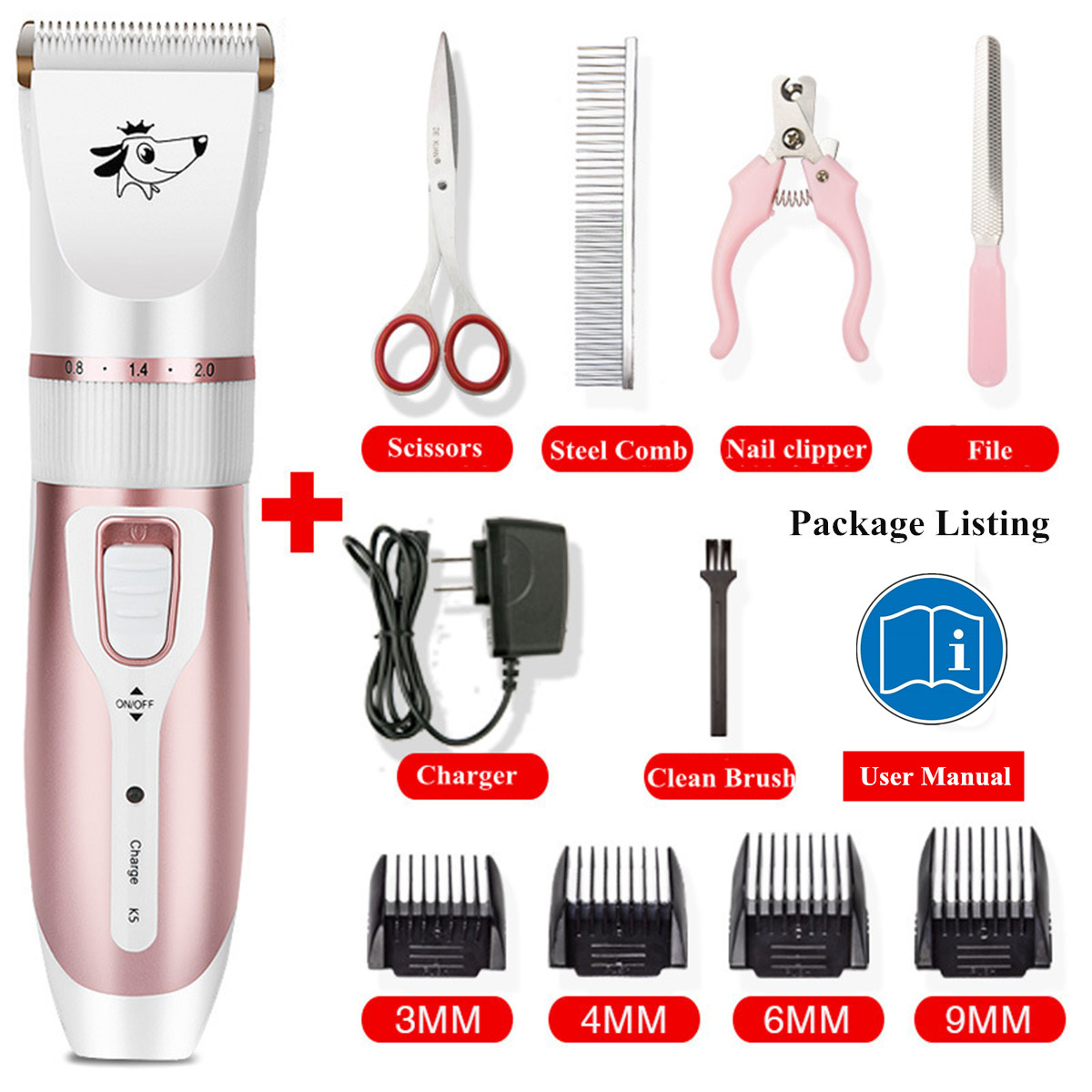 Pet Nail Grooming Clippers Professional Kit For Dog Cat Hair
