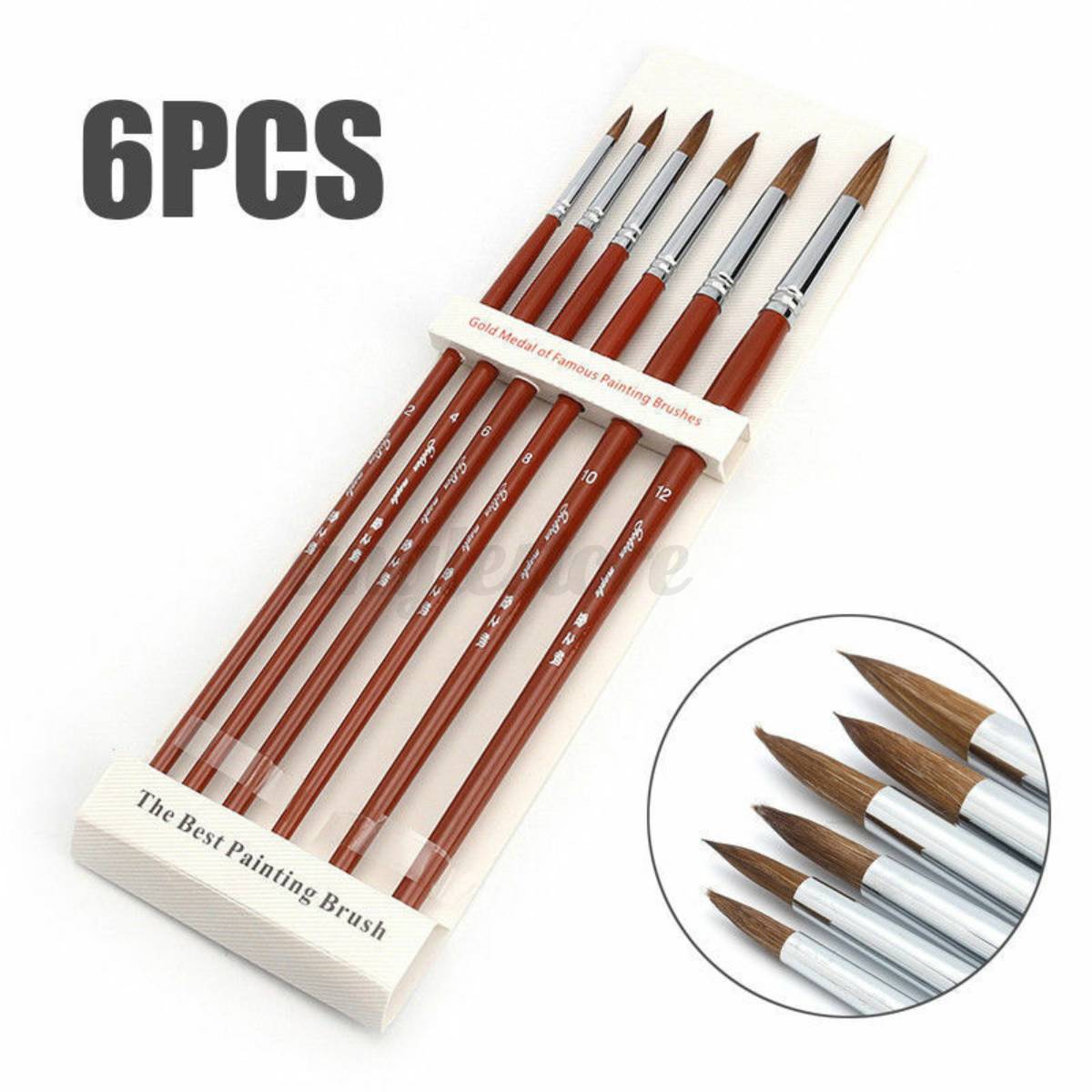 5 PCS NYLON FLAT PAINTING BRUSHES 10 US SELLER 8 6 12 #0