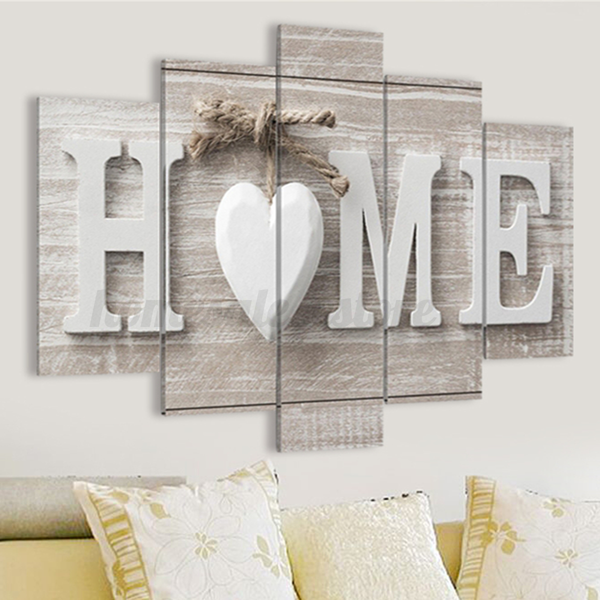 5 Pannels Love Heart Home Canvas Print Painting Pictures Wall Decor Unframed