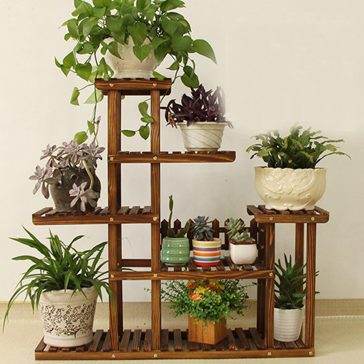 Wooden Plant Stand Indoor Outdoor Patio Garden Planter Flower Pot Wooden Plant Stand Indoor Outdoor Patio Garden Planter