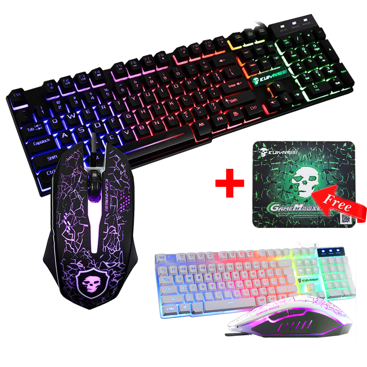 LED USB GAMING TASTIERA DA GIOCO RETROILLUMINATA ERGONOMICA + 2400DPI MOUSE SET