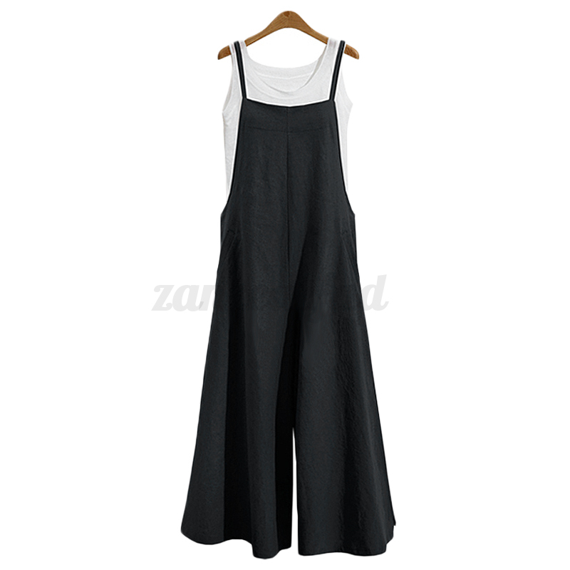 UK 8-24 Women Oversize Dungaree Jumpsuits Overalls Casual Loose Palazzo Pants - Picture 8 of 8