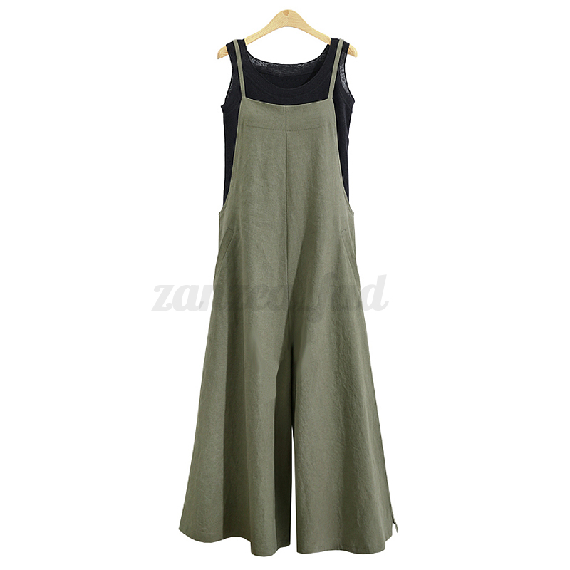 UK 8-24 Women Oversize Dungaree Jumpsuits Overalls Casual Loose Palazzo Pants - Picture 7 of 8