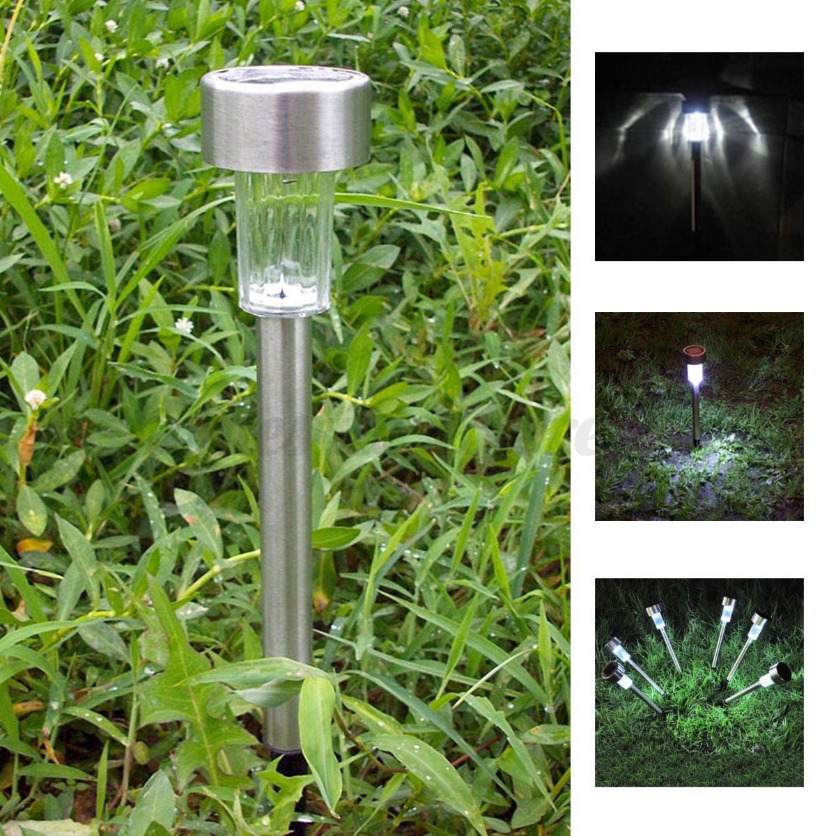 1 24pcs Outdoor Garden Stainless Steel Led Solar Landscape Path Picture 12 Of
