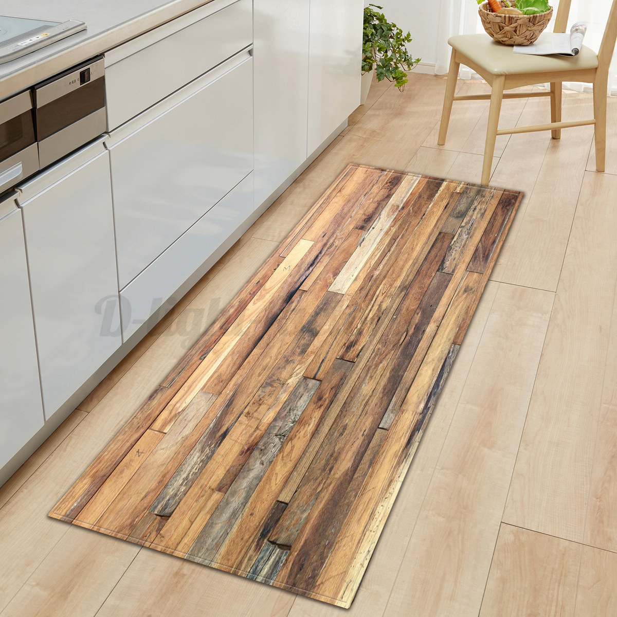 16''x47 Non-slip Kitchen Floor Carpet Wood Grain Printed ...
