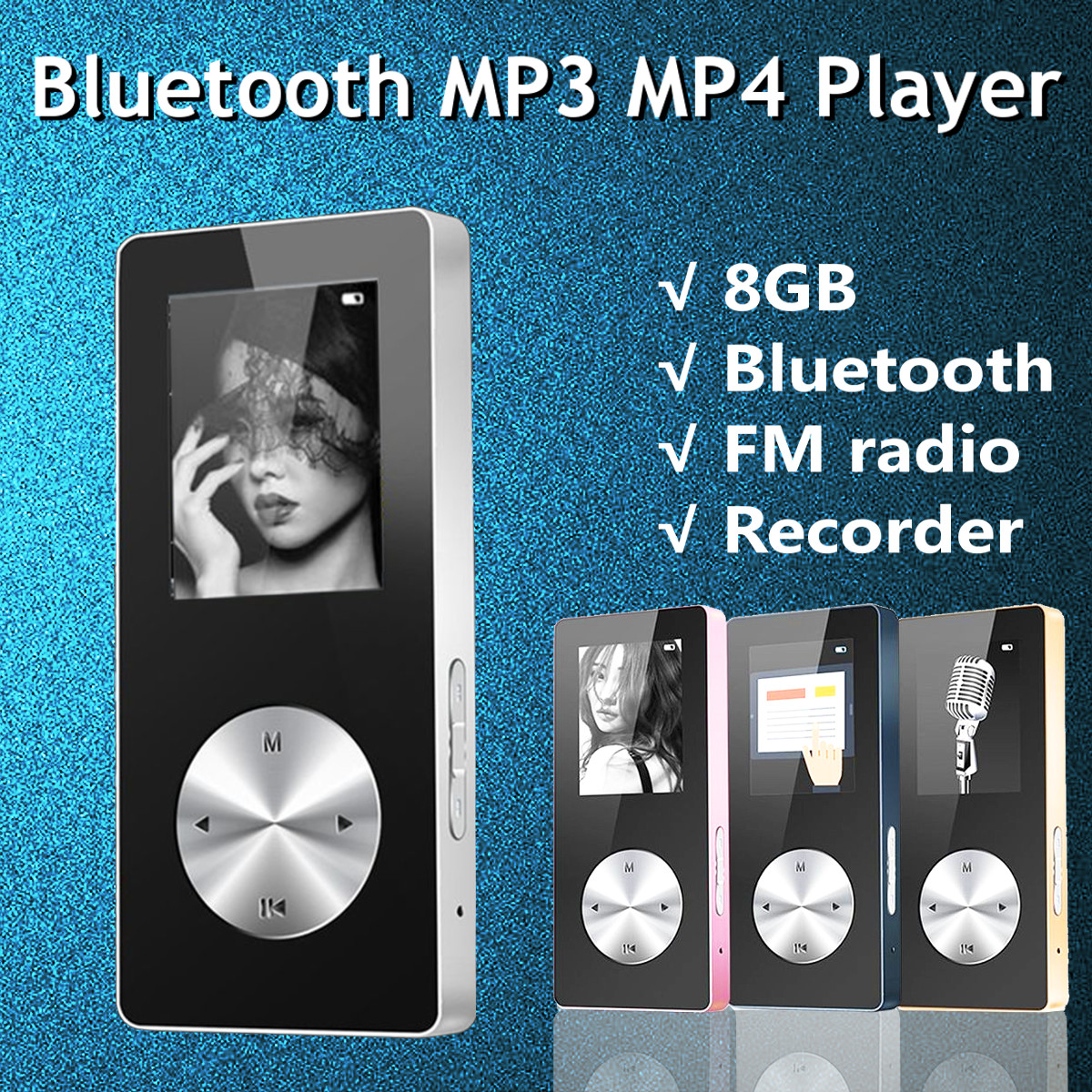 bluetooth MP3 MP4 Lecteur 4-256 Go Lossless Enregistreur Pen FM Radio Vidéo Film