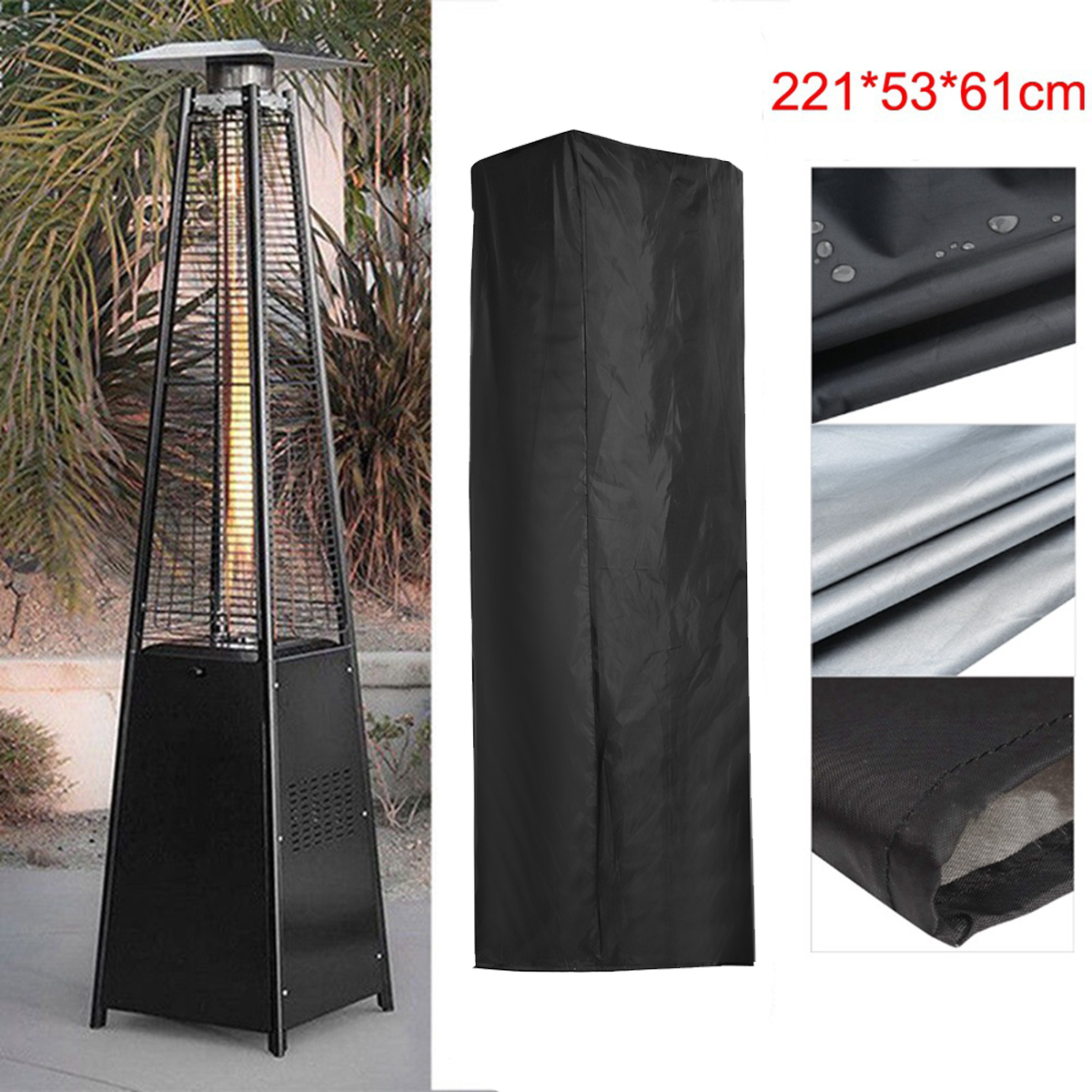 Vinyl Real Flame Patio Gas Heater Waterproof Cover Outdoor Garden 67.5/'/'x24.5/'