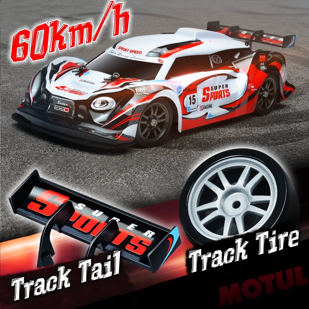 1:16 58km//h RC Drift Racing Car 4WD 2.4GHigh Speed GTR Remote Control 700mAh ❤