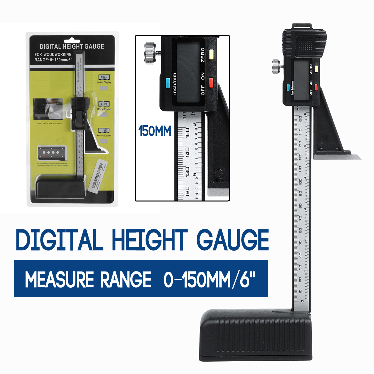 Digital Height Gauge 150mm 6/'/' Vernier Caliper Micrometer Electronic Measurement