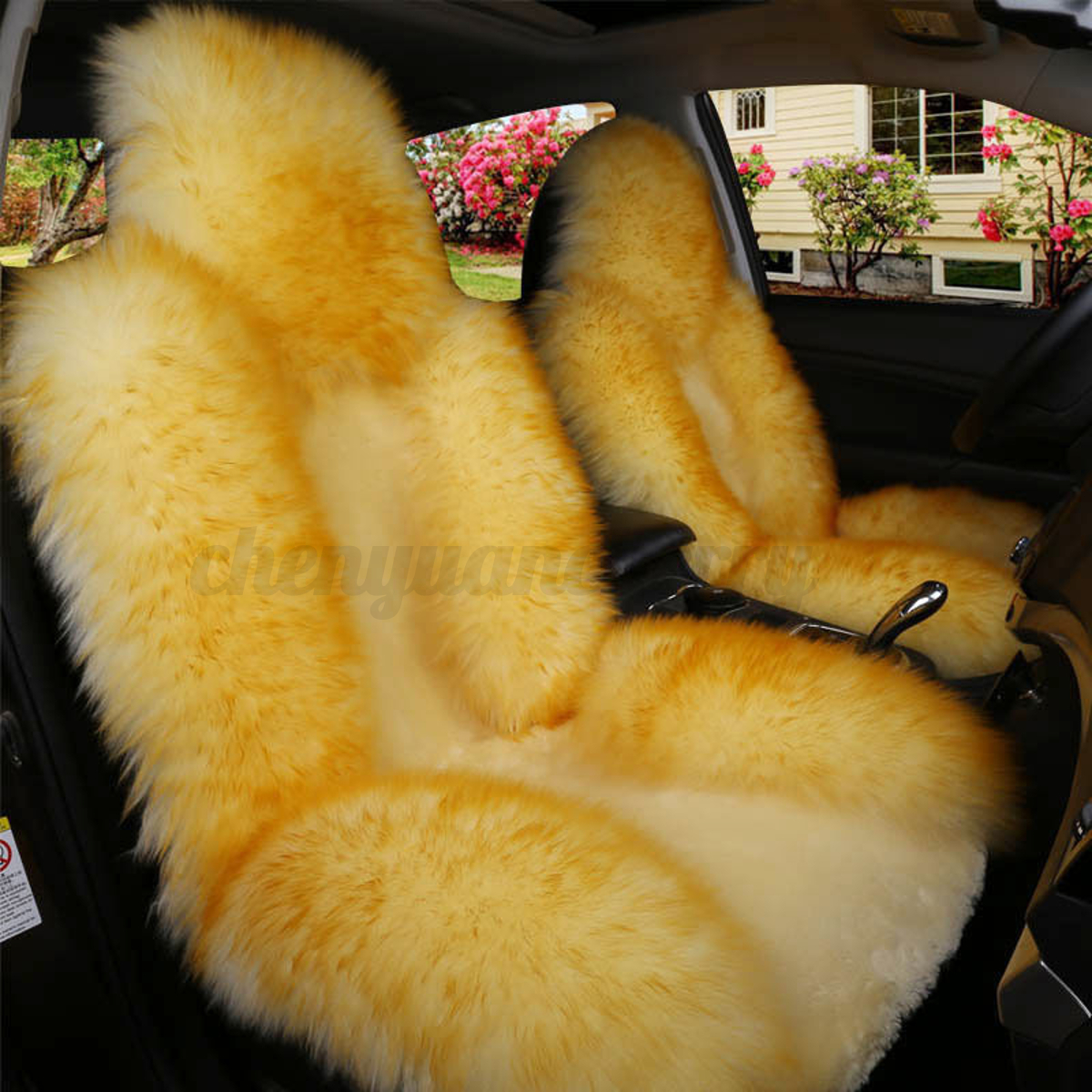 Brown Premium Quality Australian Sheep Skin Car Long Wool Front Seat Cover Set