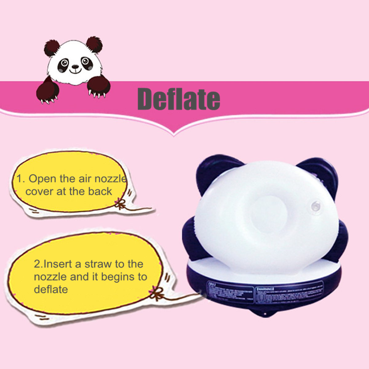 Panda Inflatable Swimming Pool Swimline Float Raft Baby Seat