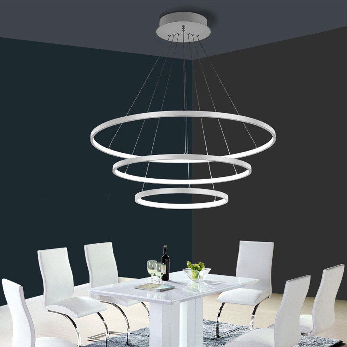 3 Circular Ring Ceiling Pendant Light 20 40 60cm Aluminum Led 3 Circular Ring Ceiling Pendant Light 20 40