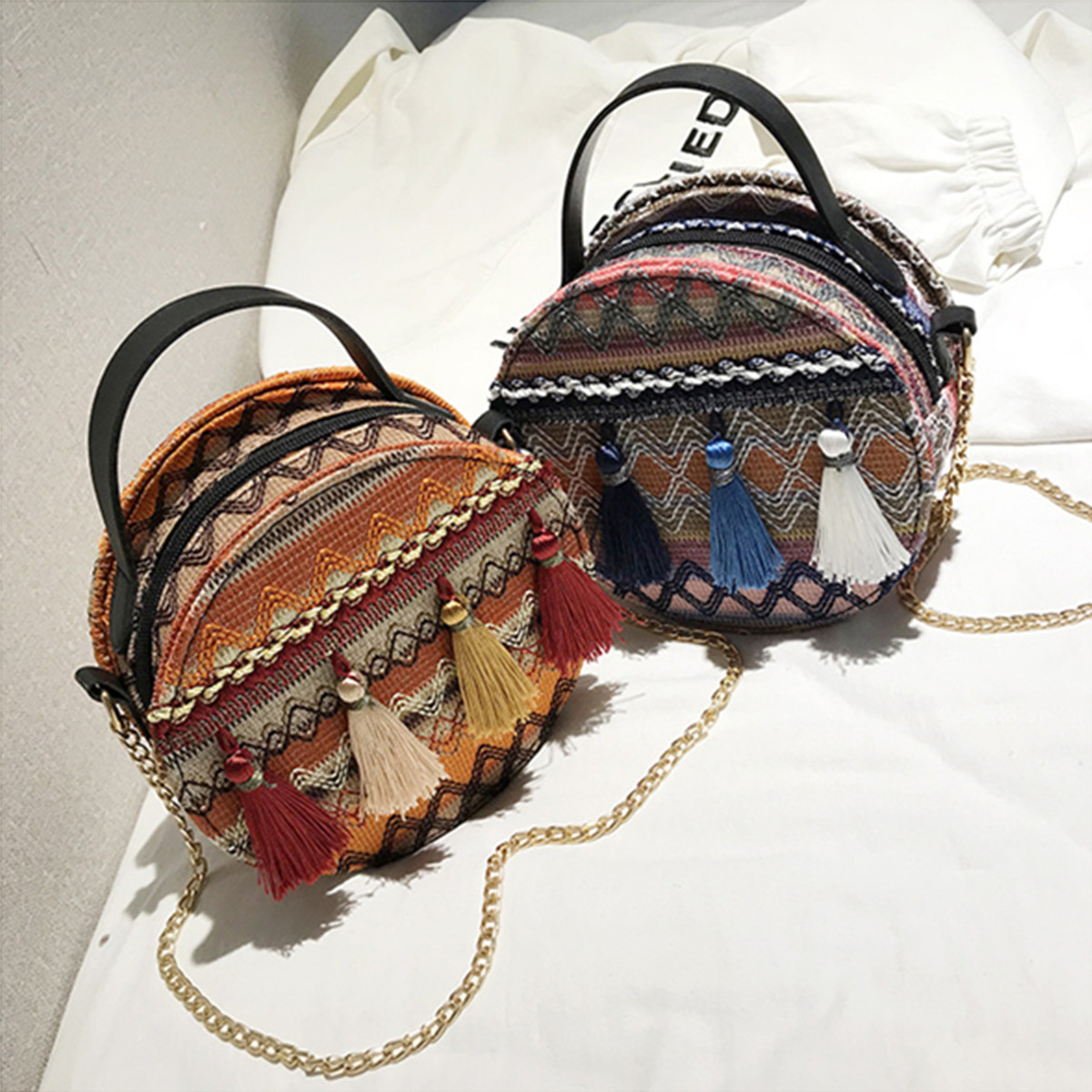 round weave bag