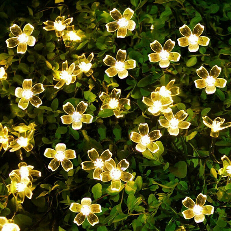 12M 100 LED Solar Lichterkette Blumen Außenbeleuchtung Party Garten
