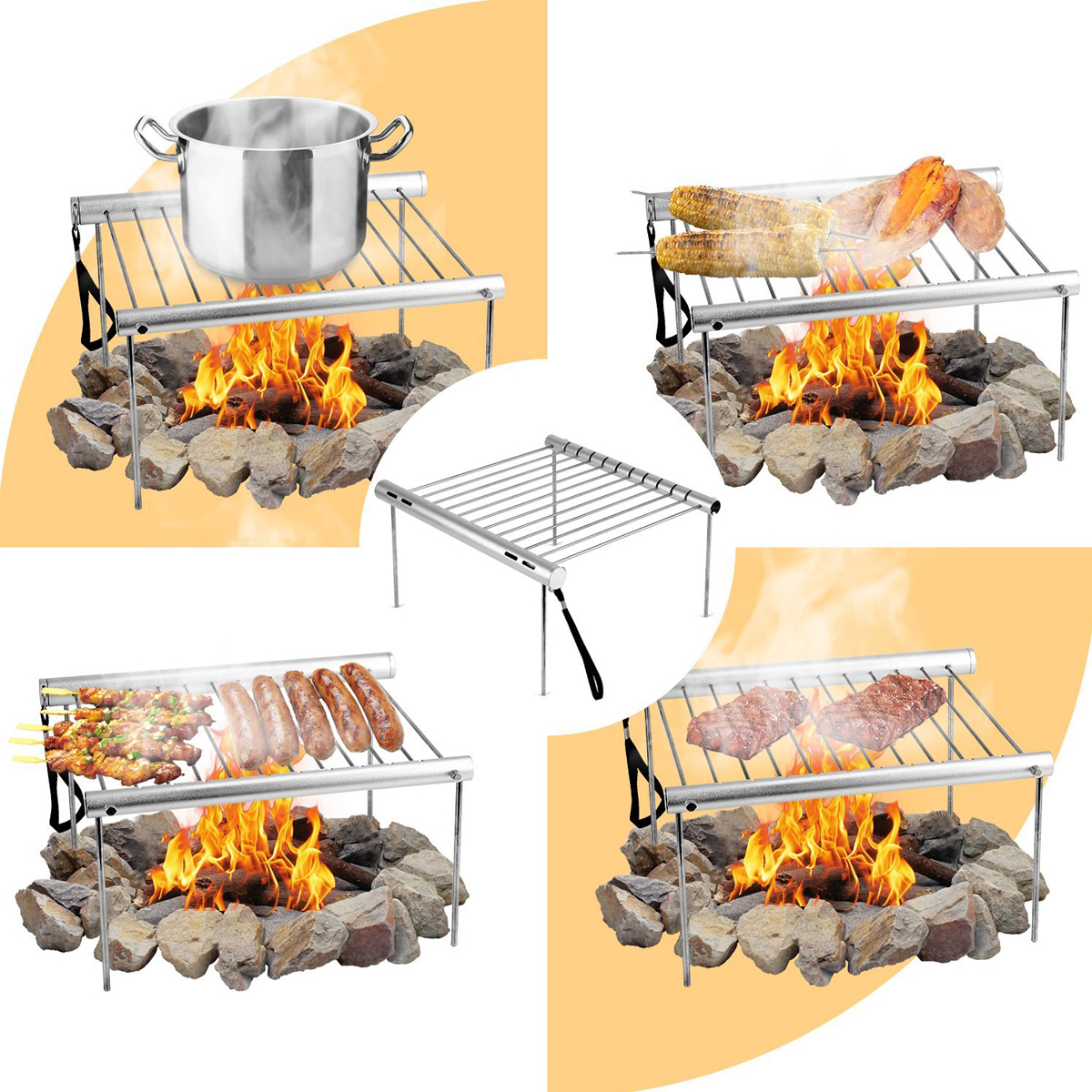 BBQ Barbeque Griglia Pieghevole Luce Portatile Acciaio ...