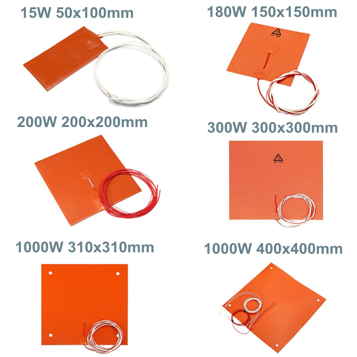 200W 12V 200x200mm Silicone Heater Pad for 3D Printer Heated Bed Heating Mat