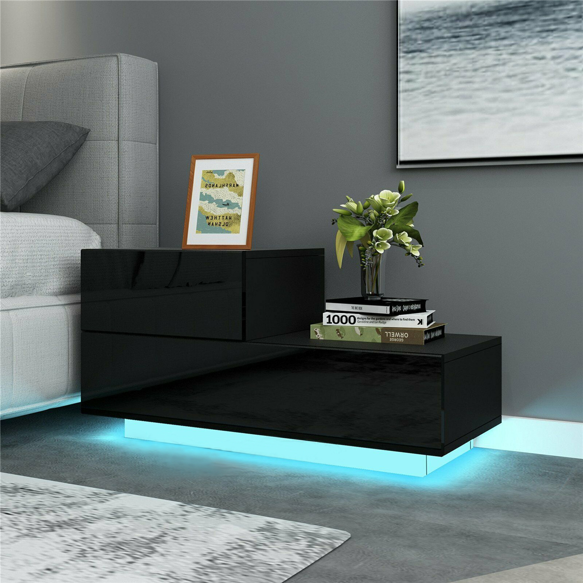 white led bedside table