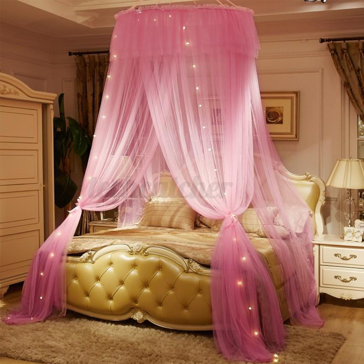 Foldable bed mosquito netting mesh lace canopy princess round dome 