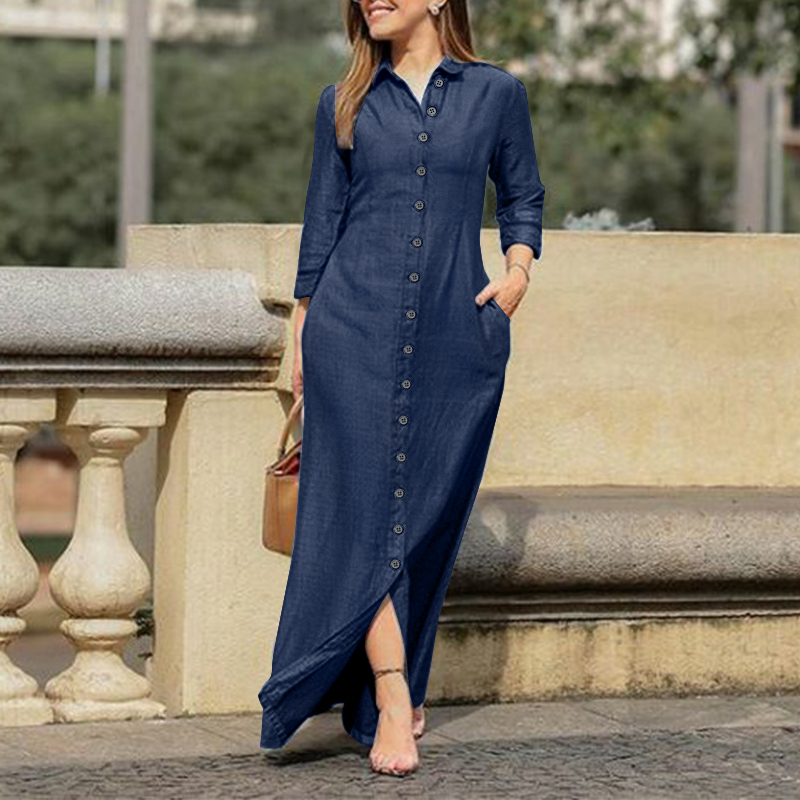 Vintage Women Shirt Dress Party Tunic 