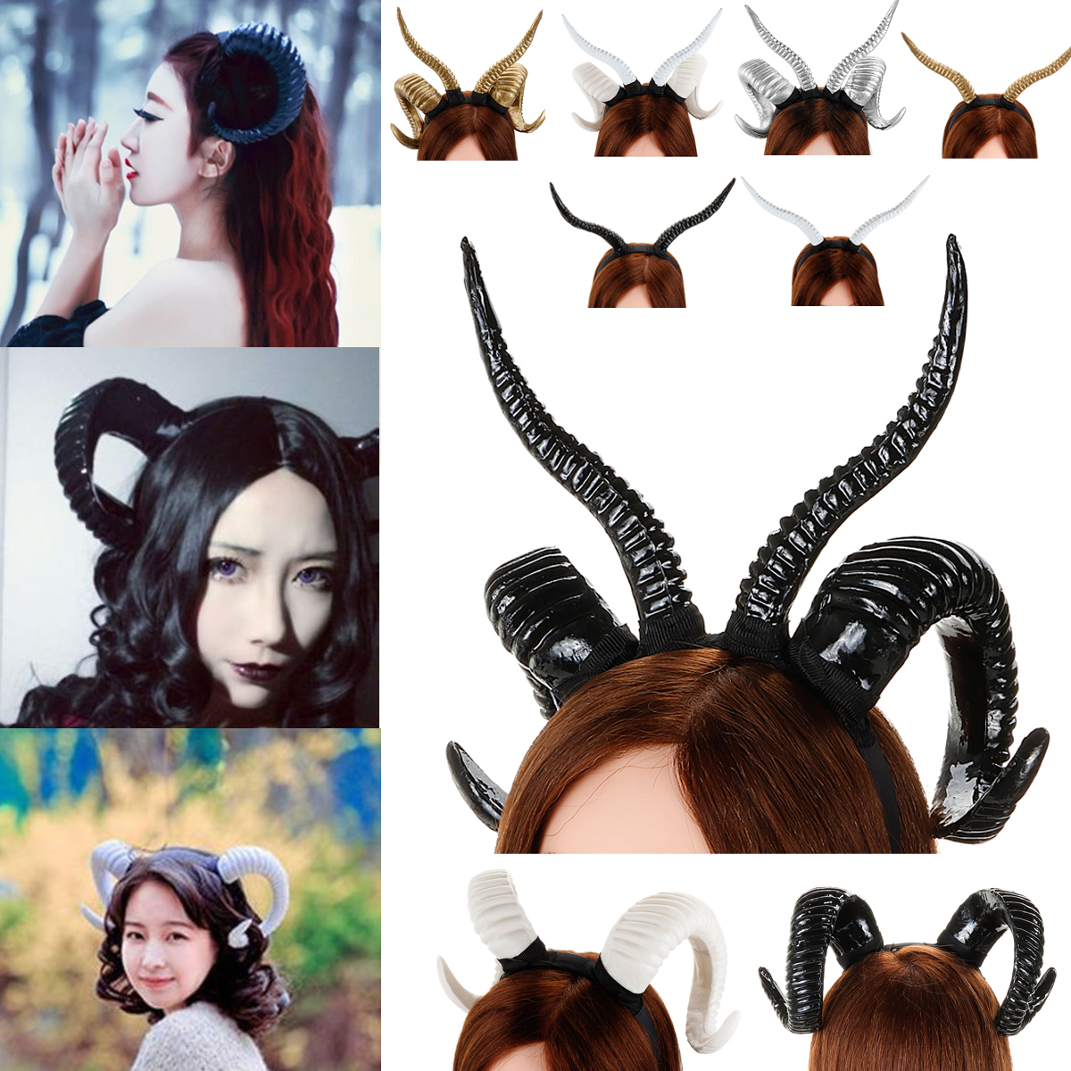 3 Style Devil Antelope Sheep Headband Hair Horn Hoop Headdress Cosplay Hairband