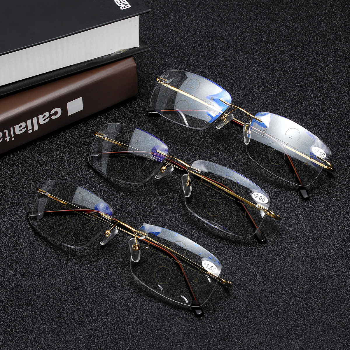 Progressive Multifocal Lens Anti Blue Light Rimless Reading Glasses Ebay