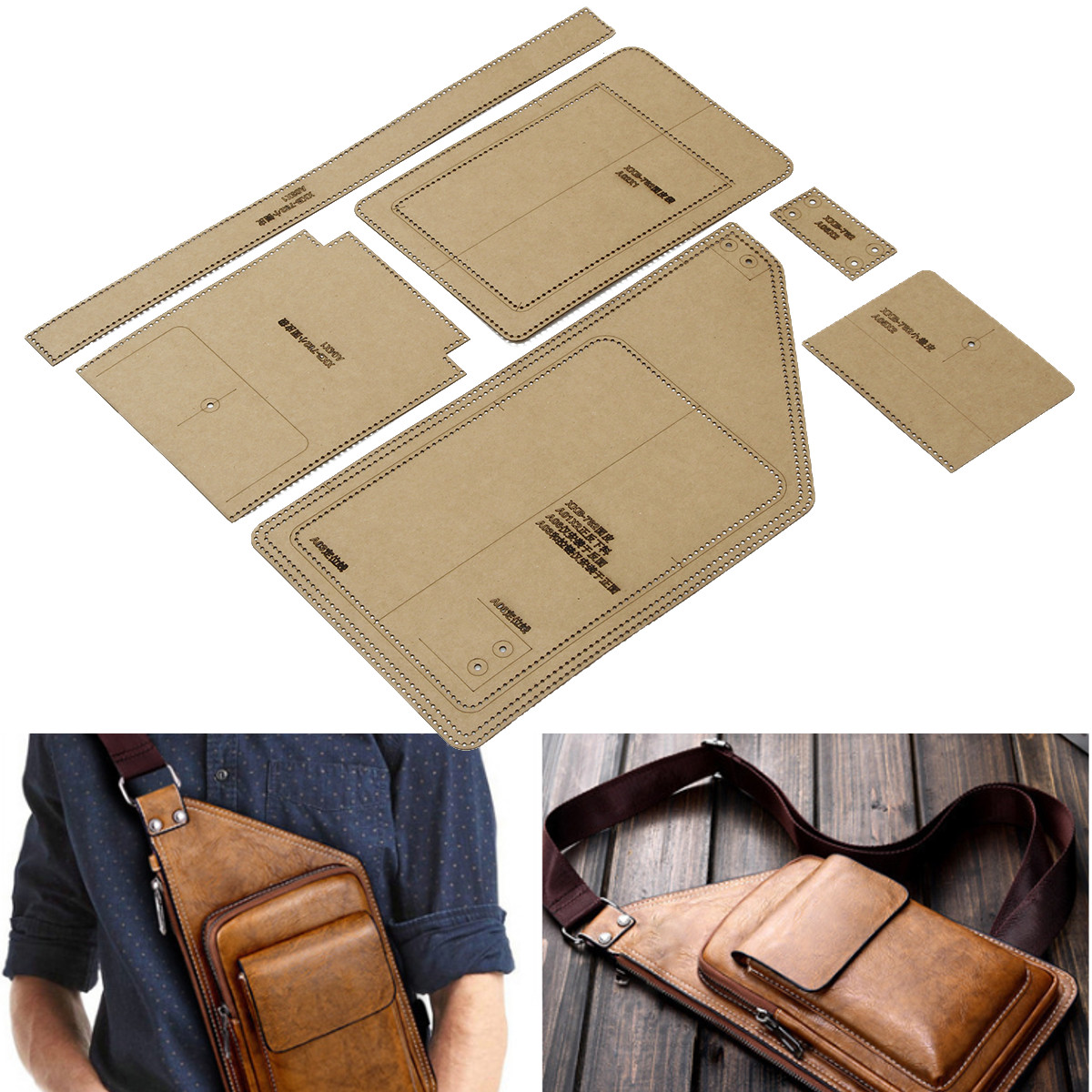 Diy Handmade Leather Men/'s Fashion Bag Pattern Hard Kraft Stencil Template Craft